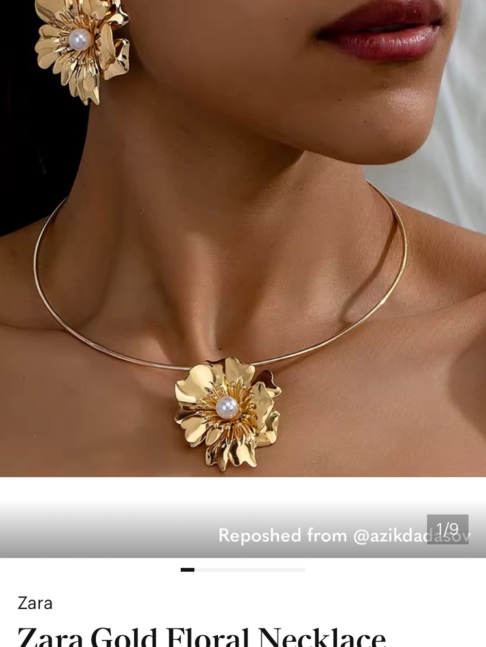 Zara Gold Flower Choker with Pearl Accent